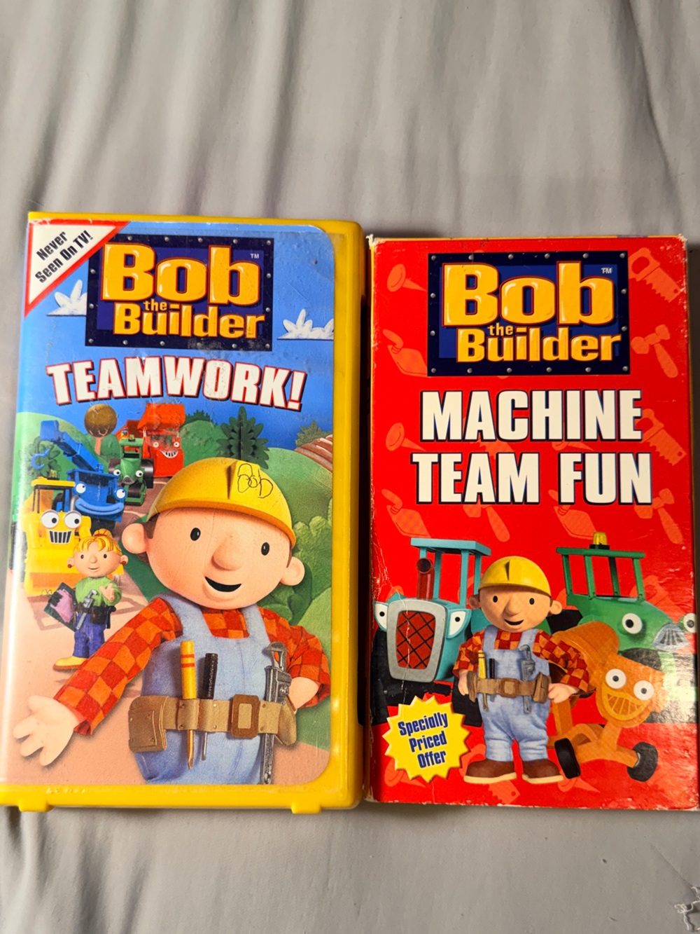 Bob the Builder VHS Tape 2003/04 Machine Team & Team Work Yellow Tape Lot 2